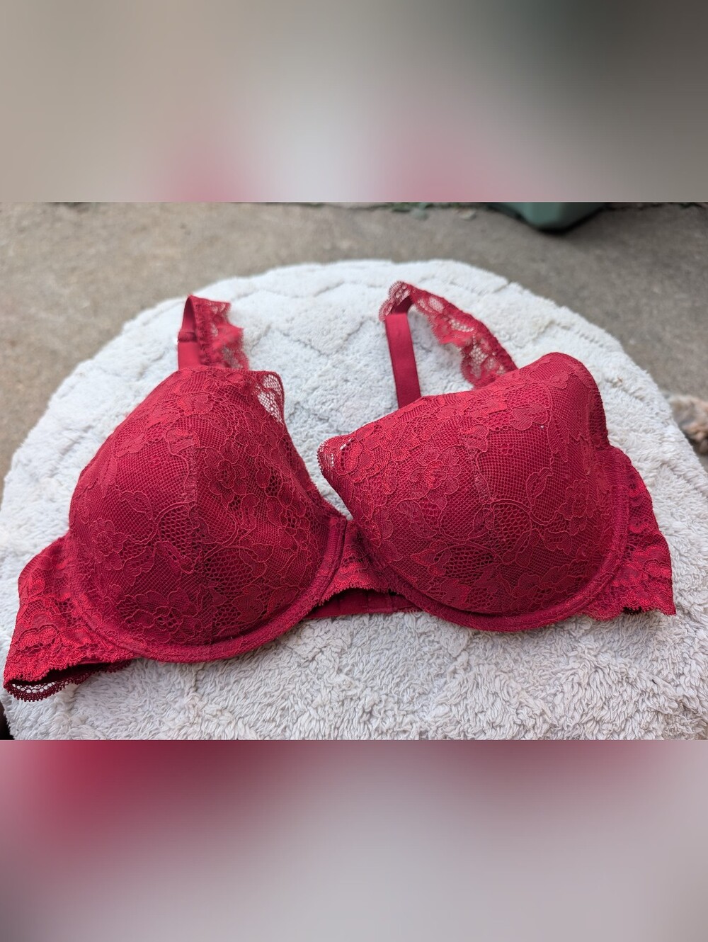 Lindex Love Red Lace Bra Size 36C